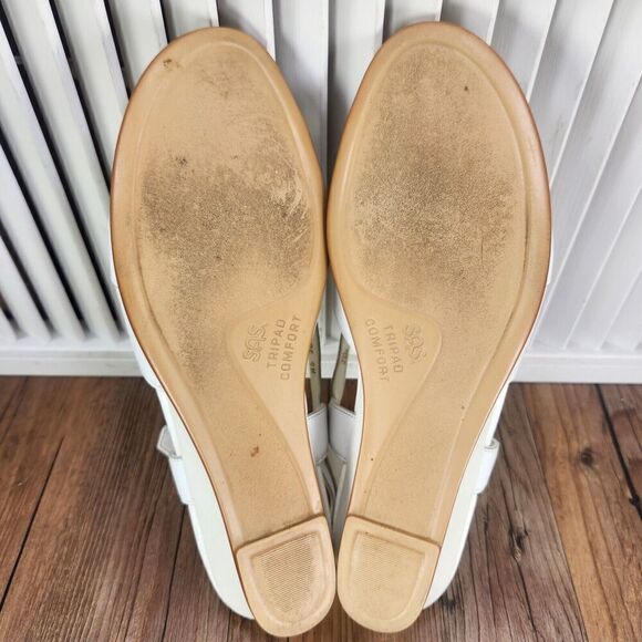 SAS Tripad Caress Slingback Womens Sz 10.5S White Wedge Leather Open Toe Sandals - Picture 7 of 12